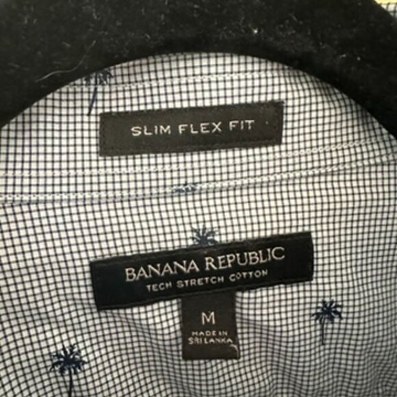 Banana Republic Slim Flex Fit Tech Stretch Cotton Palm Tree Shirt Size M - Picture 2 of 2